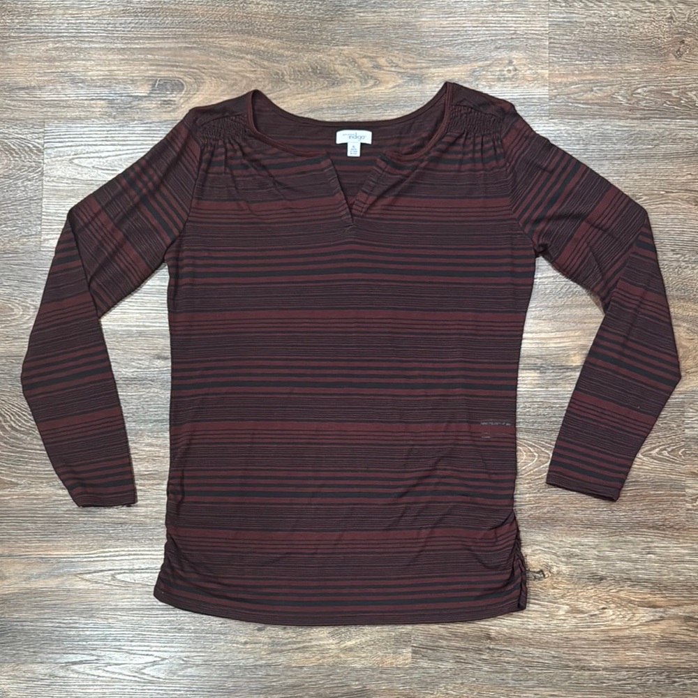 Indigo Burgundy and Black Striped Long Sleeve Top